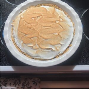 Classic White and Tan Pie Dish